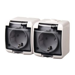 Aquastar Dugalj 2x(2P+F) 16A/250V vízm fk IP44